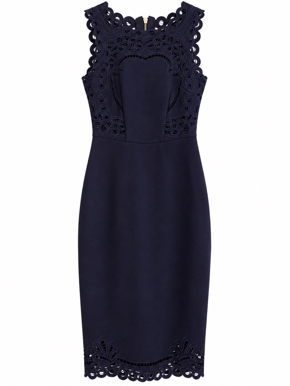 Ted Baker Navy Sleeveless Dress with Lace Cutwork